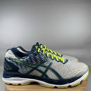 Asics Mens Gel-Nimbus 18 Running Shoes Green Gray Blue T600N Mesh Size US 14